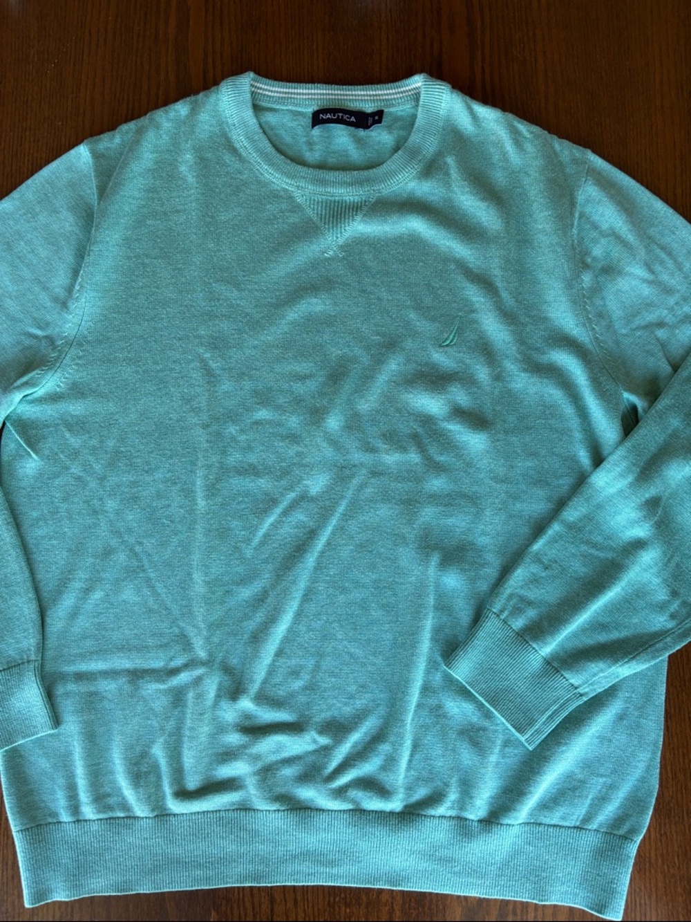 Nautica Men's Seafoam Green Cotton/Viscose Crewneck Pullover EUC